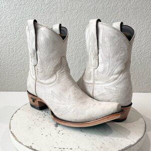 Lane LEXINGTON Women Cowboy Bootie 8.5 White Leather Western Cowgirl Short Boots